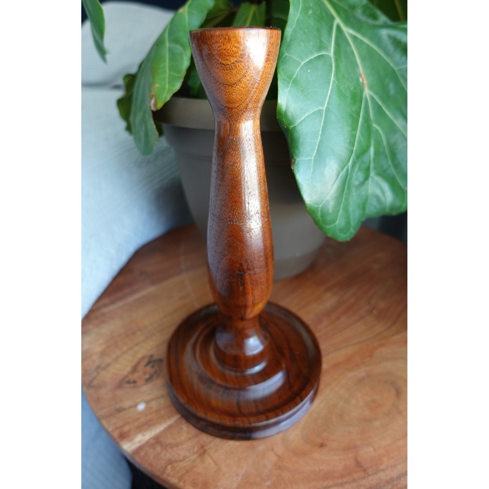 Vintage Danish Wood Candlestick Holder Taper Candle Decoration